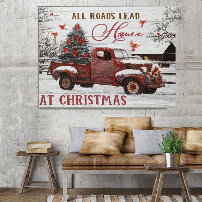 Eviral Store Christmas Gift All roads lead home at christmas Wall Art Canvas Poster 2010
