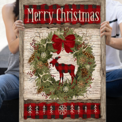 Eviral Store Christmas Season Holiday Wreath Canvas Wall Art Wall Decor Merry Christmas Canvas Poster 2710