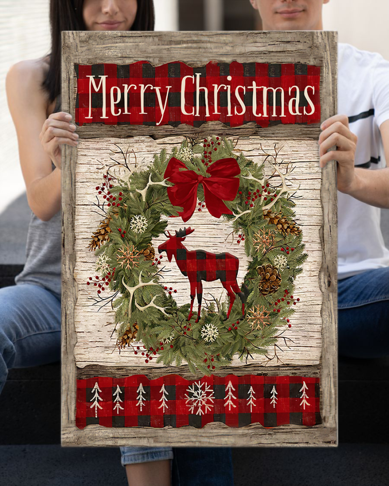 Eviral Store Christmas Season Holiday Wreath Canvas Wall Art Wall Decor Merry Christmas Canvas Poster 2710