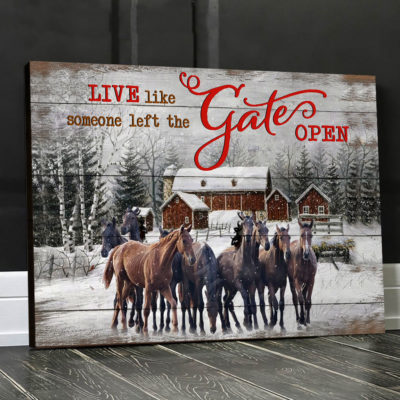 Eviral Stores Someone left the gate open Horse Wall Art Canvas Christmas Wall Art Canvas Poster 0711