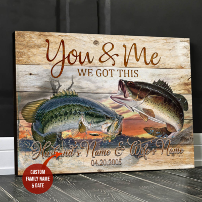 Eviral Store Bass Fish Custom Name and Date Canvas  Gift Idea For Fishing Couple You And Me We Got This Poster 2210