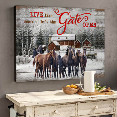 Eviral Stores Someone left the gate open Horse Wall Art Canvas Christmas Wall Art Canvas Poster 0711