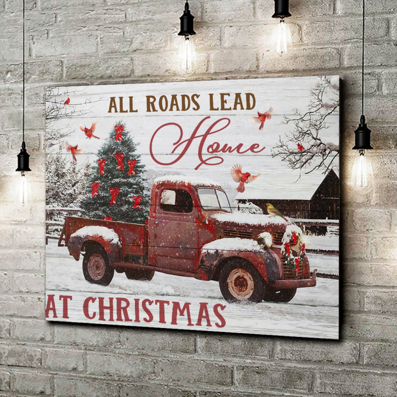 Eviral Store Christmas Gift All roads lead home at christmas Wall Art Canvas Poster 2010