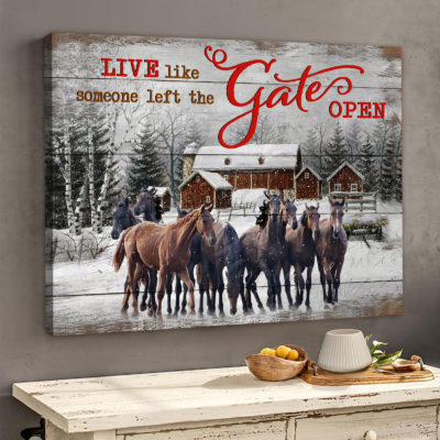 Eviral StoresSomeone left the gate open Horse Wall Art Canvas Christmas Wall Art Canvas Poster 1611