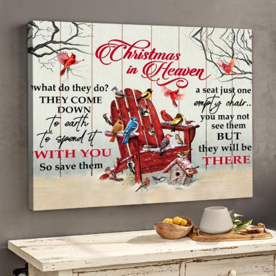Eviral Store Christmas Canvas Cardinal Winter Wall Art Wall Decor Christmas is heaven what do they do Canvas Poster 2710