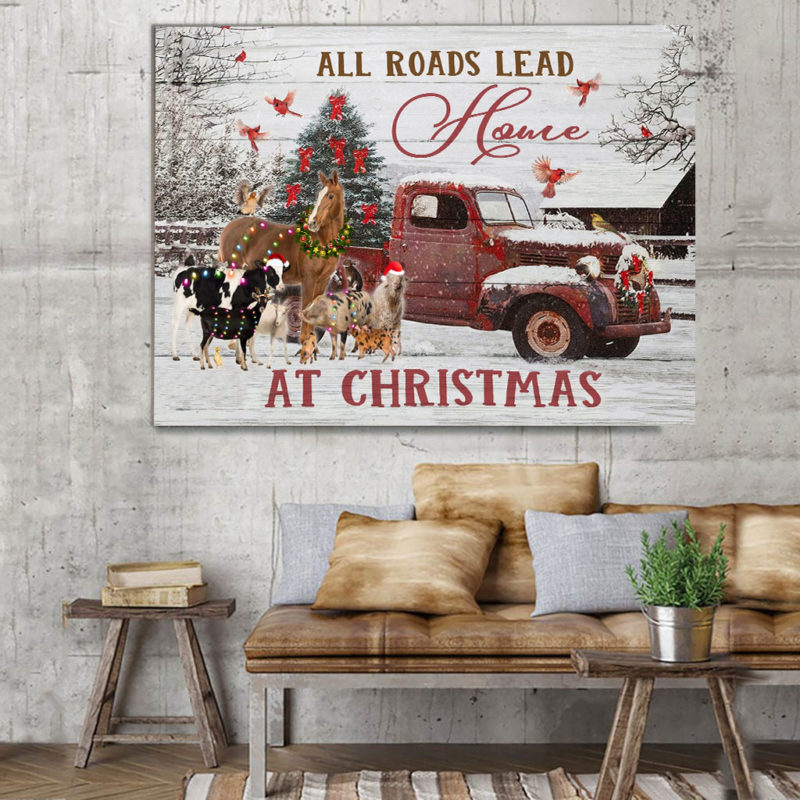 Eviral Store All roads lead home at christmas Wall Art Canvas Poster 2010