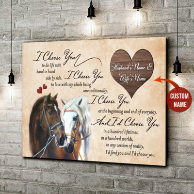 I Choose You Horse Horizontal Poster Canvas Husband and Wife Custom Name