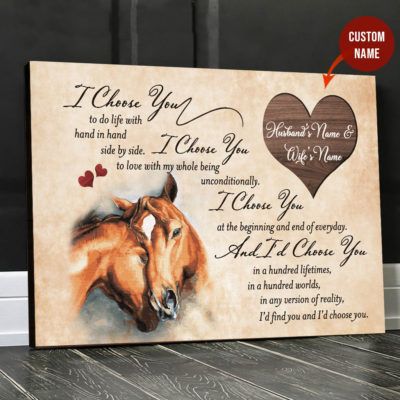 I Choose You Horse Horizontal Poster Canvas Husband and Wfie Custom Name