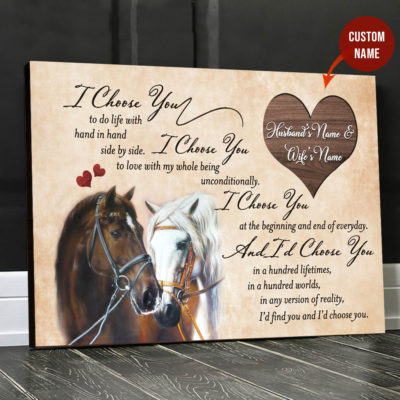 I Choose You Horse Horizontal Poster Canvas Husband and Wife Custom Name