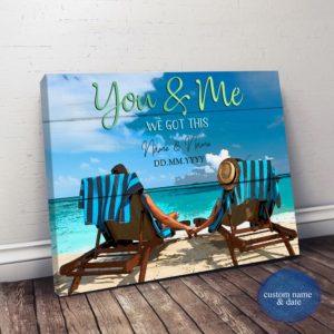 [Personalized Names & Date ] You & Me Horizontal Canvas Gift For Couple Anniversary Gift