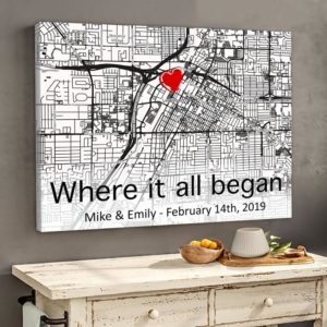 Personalized Gift For Him For Her The First Meeting Street Map Canvas