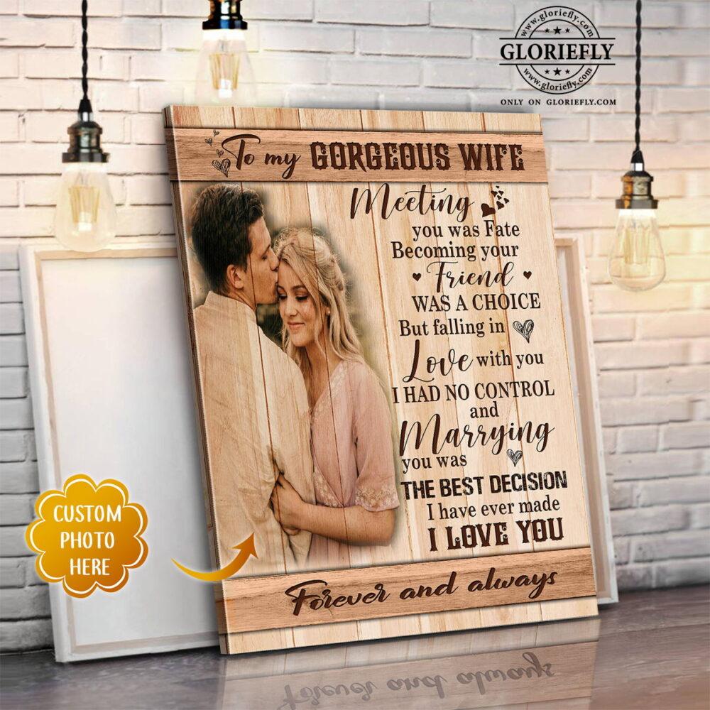 Husband And Wife, To My Gorgeous Wife, Meeting You Was Fate, Custom Canvas, Custom Photo Collage Canvas