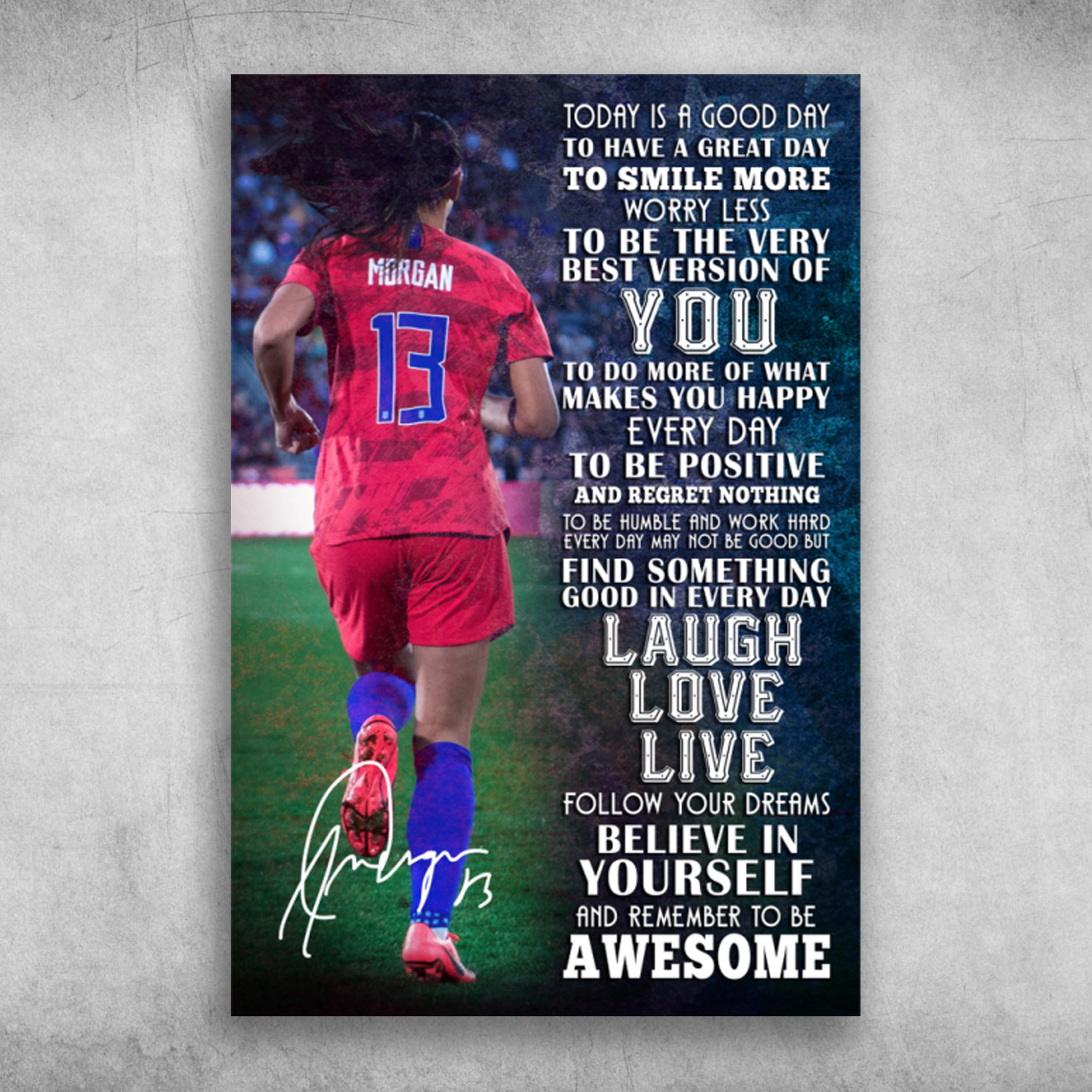 Alex Morgan Poster Canvas Print Framed Art Soccer Poster 