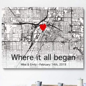 Personalized Gift For Him For Her The First Meeting Street Map Canvas