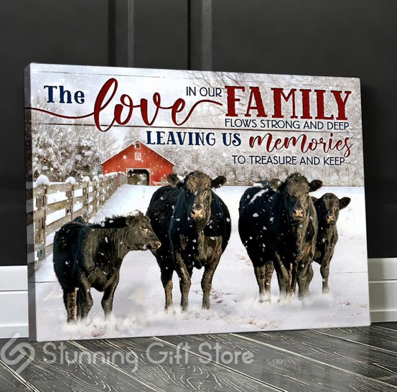 Eviral Store Christmas Canvas Black Angus Hanging Wall Art Print For Christmas Day The Love In Our Family