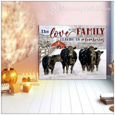 Eviral Store Christmas Canvas Black Angus Hanging Wall Art Print For Christmas Day The Love In Our Family