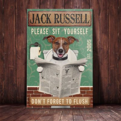 Jack Russell Terrier Dog Bathroom Canvas FB1803 67O57 Jack Russell Tierrier Dog Canvas