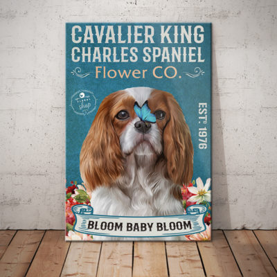 Cavalier King Charles Spaniel Flower Company Canvas SMR0902 73O31 Cavalier King CHarles Dog Canvas