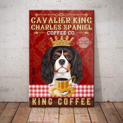 Cavalier King Charles Spaniel Dog Coffee Company Canvas FB1803 68O31 Cavalier King CHarles Dog Canvas