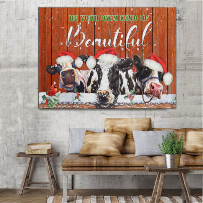 Dairy Cattle Cow Canvas wall art Christmas Cow Farm Be Beautiful Canvas Print Decor Gift
