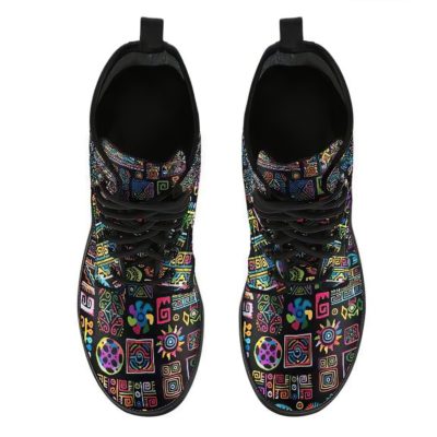 Abstract Bohemian Print Leather Boots