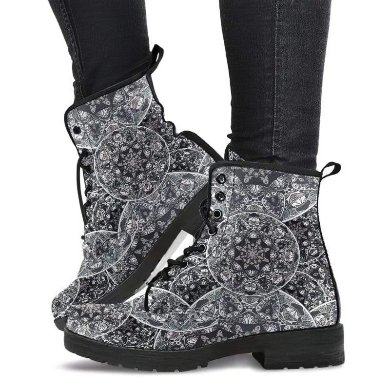 White Bohemian Style Leather Boots