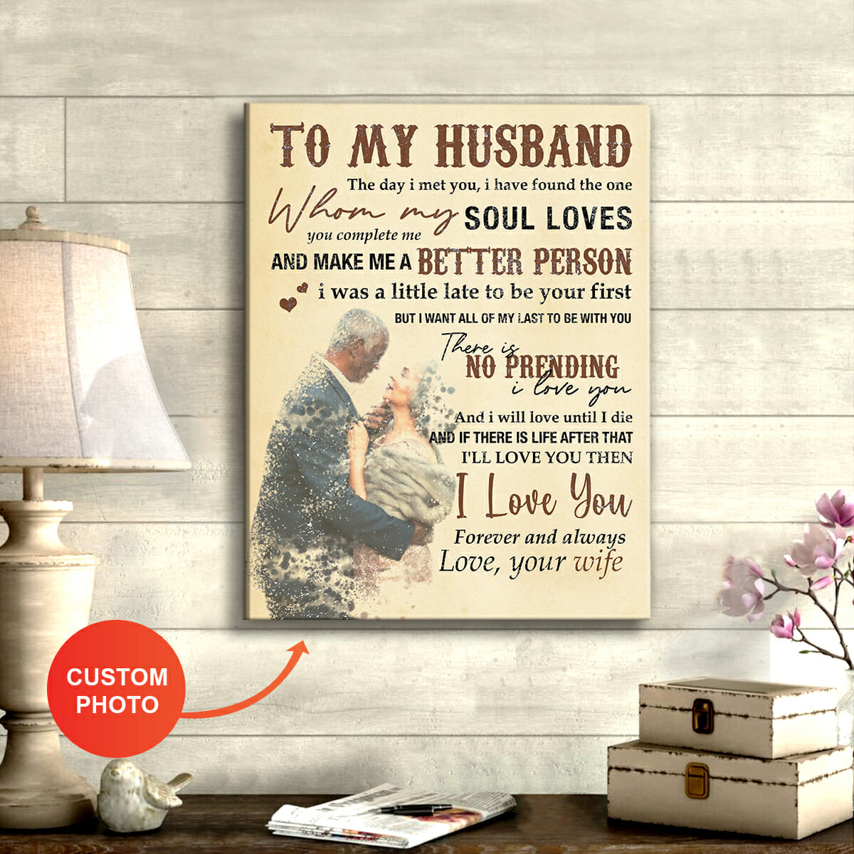 To My Husband The One Whom My Soul Loves Personalized Canvas