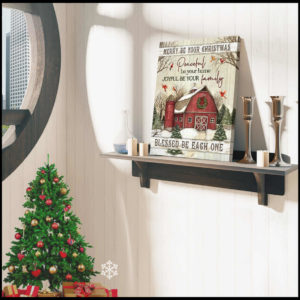 Merry Be Your Christmas Cardinal and Farmhouse Canvas