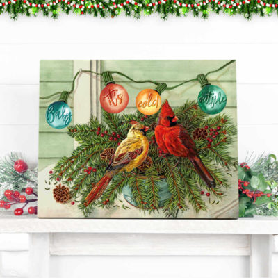 Christmas Cardinal Canvas Baby It's cold outside Wall Art Decor