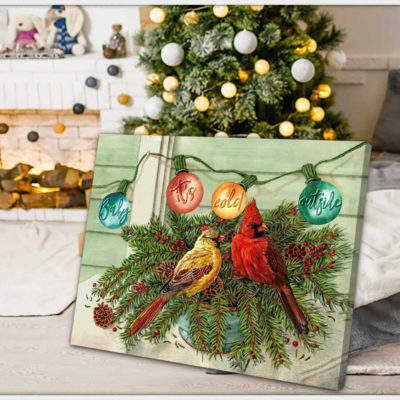 Christmas Cardinal Canvas Baby It's cold outside Wall Art Decor