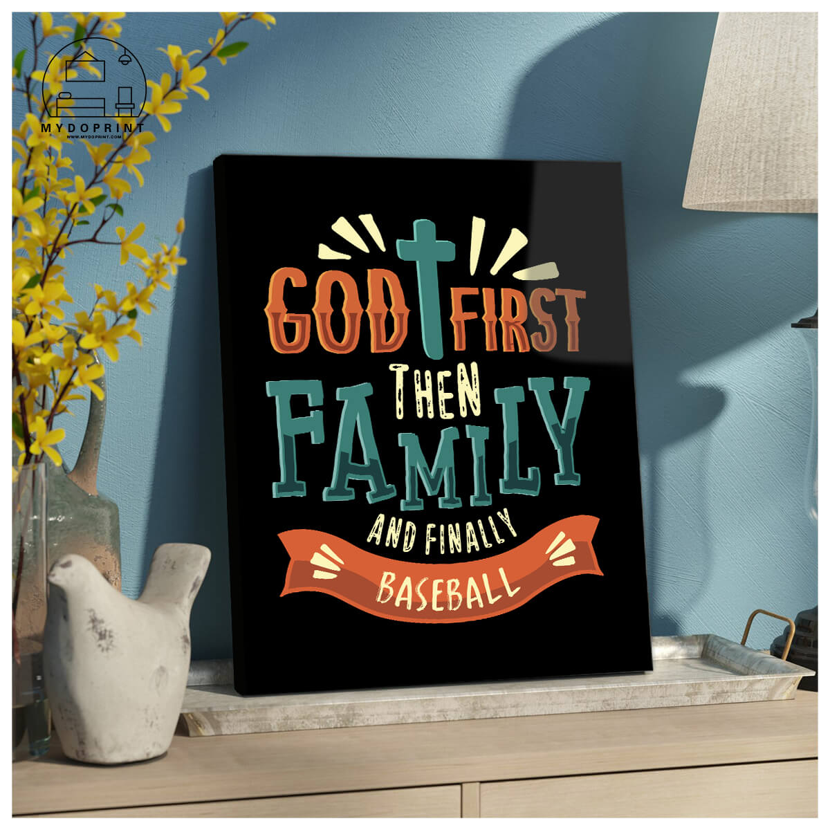 God First Then Family And Finally Baseball Canvas
