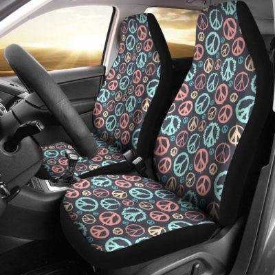 Peace Sign Pattern Car Seat Covers (set of 2)