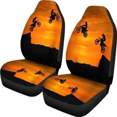 Sunset Dirt Bike Riders Car Seat Covers (set of 2)