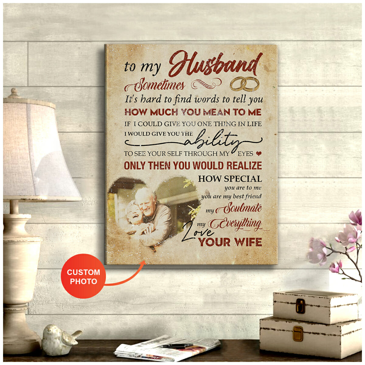To My Husband My Soulmate, My Everything Personalized Canvas