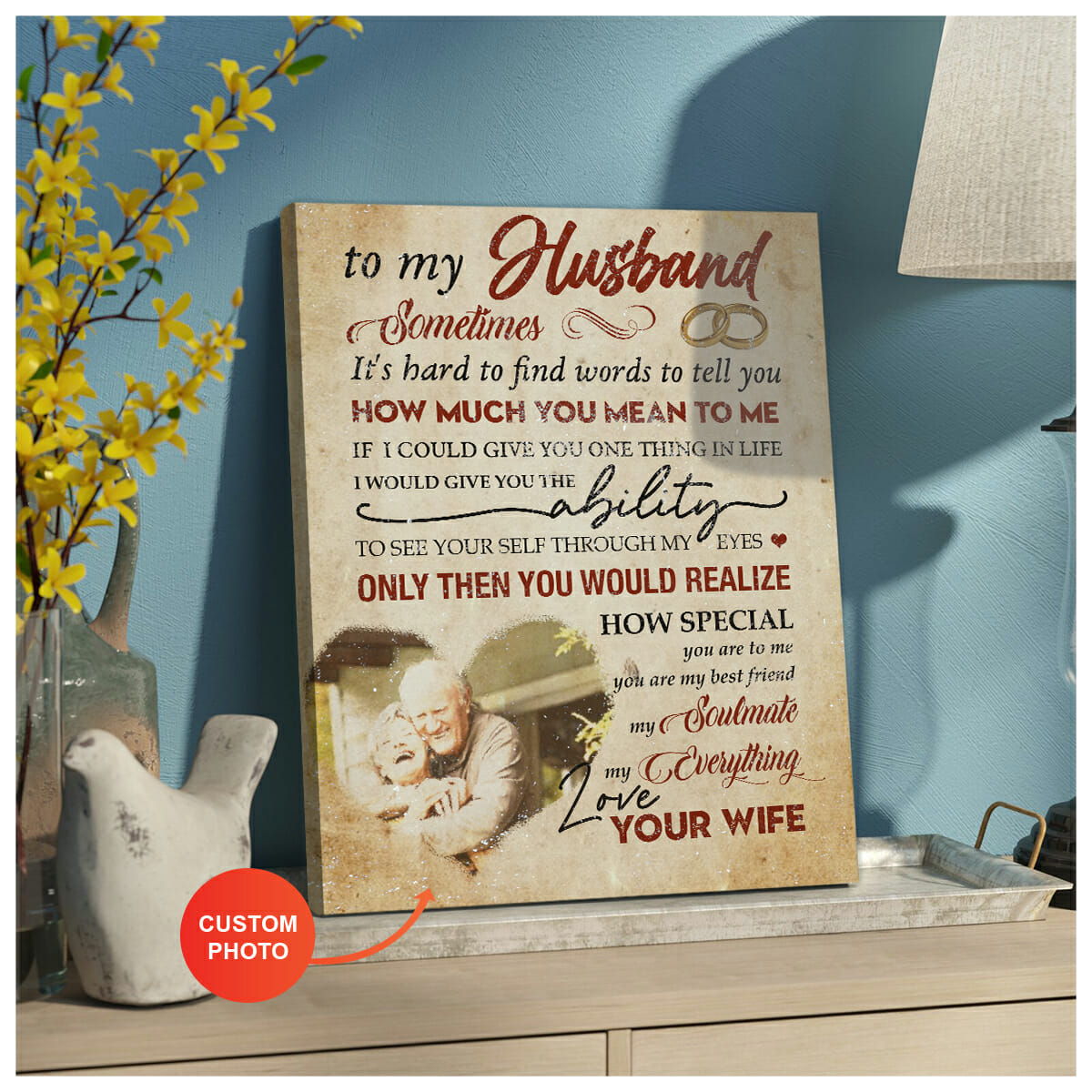 To My Husband My Soulmate, My Everything Personalized Canvas