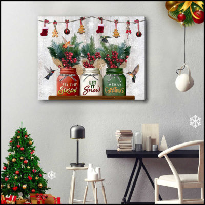 Christmas Hummingbirds Tis the season Let it snow Merry Christmas Canvas