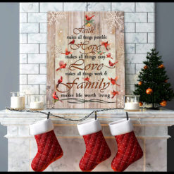 Faith Hope Love Family Cardinal Christmas Tree Canvas