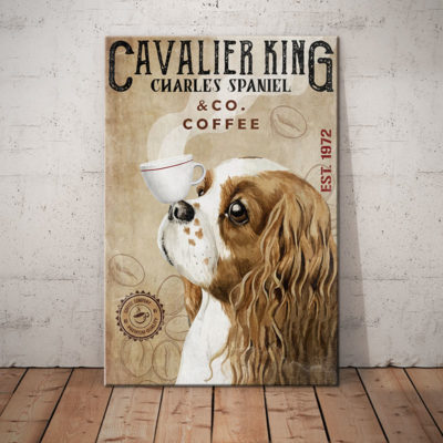 Cavalier King Charles Spaniel Dog Coffee Company Canvas MR0301 85O53 Cavalier King CHarles Dog Canvas