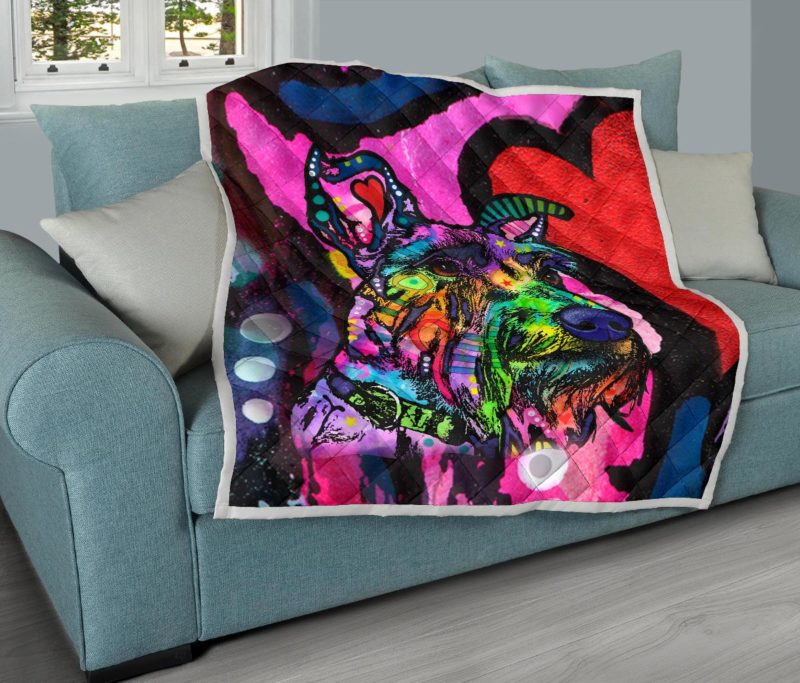 Schnauzer Premium Quilt - Dean Russo Art Bedding Set