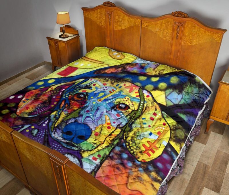 Dachshund Premium Quilt - Dean Russo Art Bedding Set