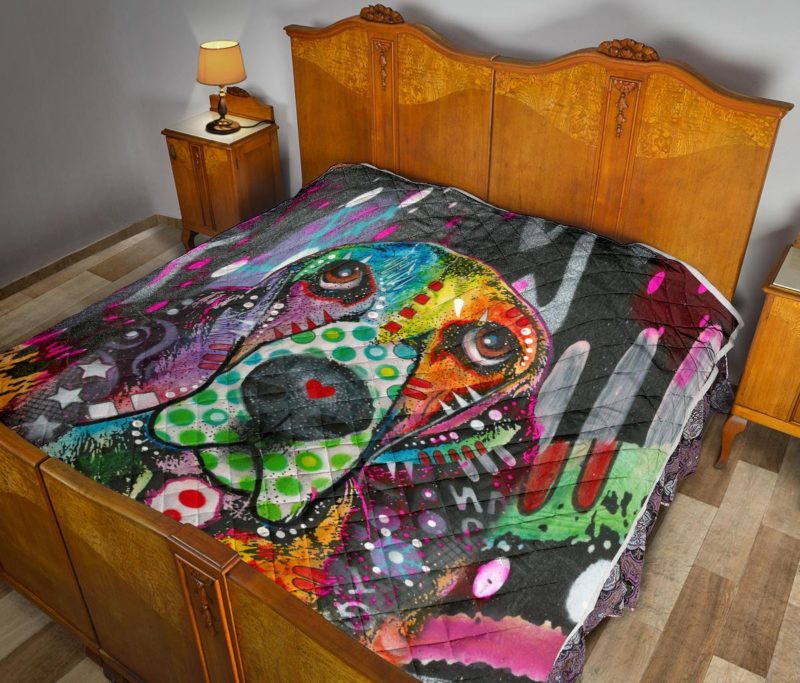 Basset Hound Premium Quilt - Dean Russo Art Bedding Set