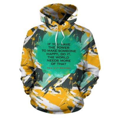 Luxury Abstract Army Yellow Design Hoodie With Quote. No desire to fit in - Pullover Hoodie