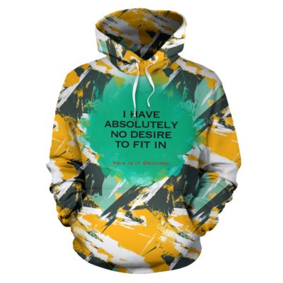 Luxury Abstract Army Yellow Design Hoodie With Quote. The more I find myself - Pullover Hoodie