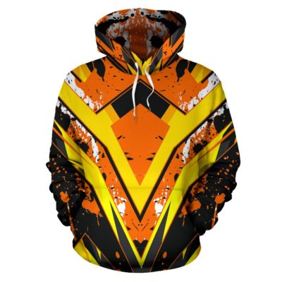 Racing Style Wild Red & Grey Colorful Vibe Pullover Hoodie