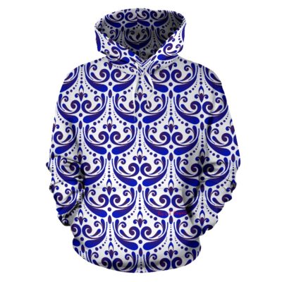 Amazing Traditional White & Blue Ornaments Vibes One Pullover Hoodie
