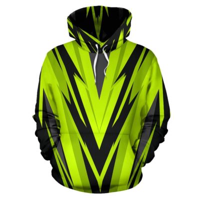 Racing Style Neon Green & Pink Vibes Pullover Hoodie