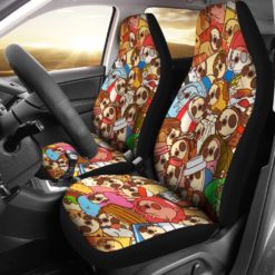 Cartoon Pugs Car Seat Covers (set of 2)