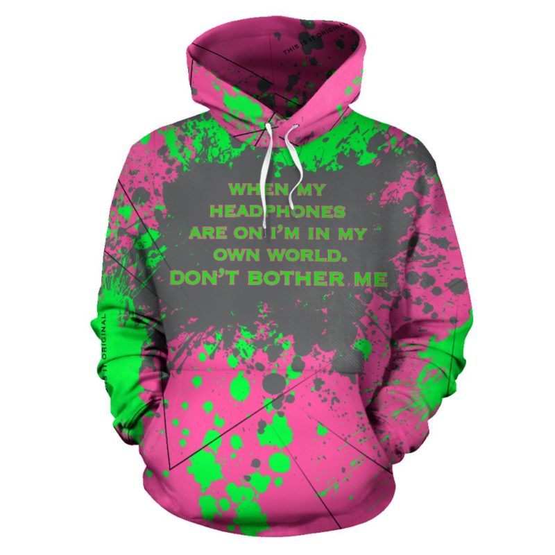 White & Pink Paisley Pattern Pullover Hoodie