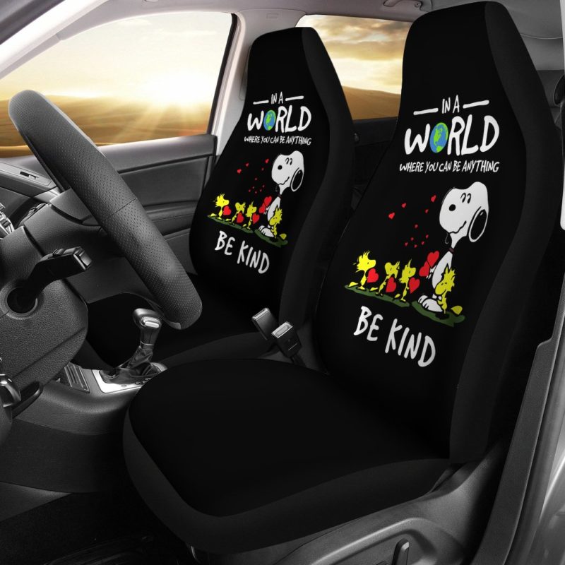 In A World Where You Can Be Anything Be Kind Snoopy Car Seat Covers (set of 2)