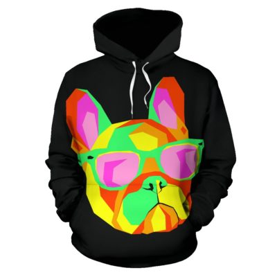 Abstract Bulldog Pullover Hoodie